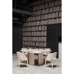 Square wooden dining table in light natural color, 137 x 137 x 75 cm | Arq