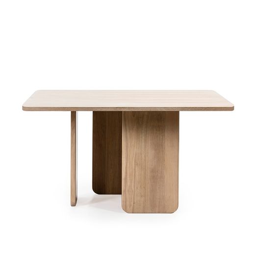 Square wooden dining table in light natural color, 137 x 137 x 75 cm | Arq