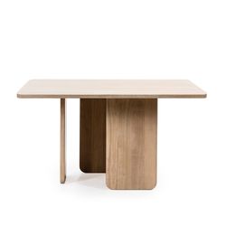 Square wooden dining table in light natural color, 137 x 137 x 75 cm | Arq