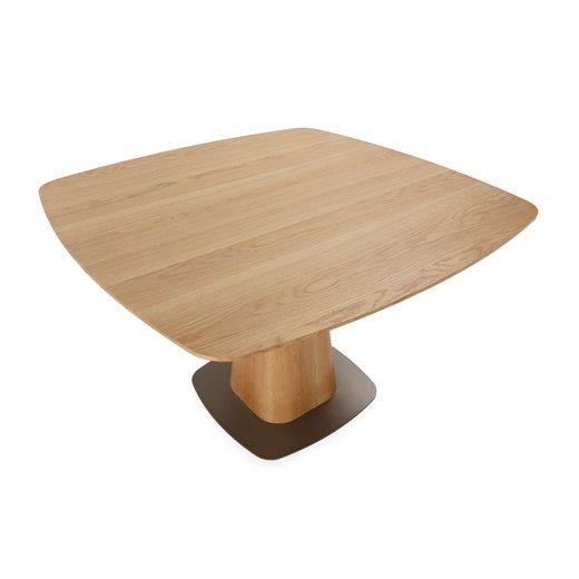 Square wooden dining table in oak color, 120 x 120 x 76 cm | Etel