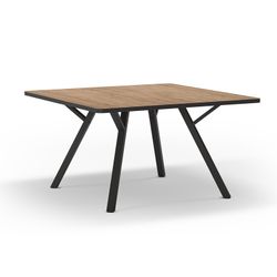 Tavolo da pranzo quadrato in legno naturale e nero, 136 x 136 x 77 cm | Beni