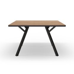 Tavolo da pranzo quadrato in legno naturale e nero, 136 x 136 x 77 cm | Beni