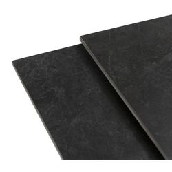 Ausziehbarer quadratischer Esstisch aus Kunststein und Metall in Dunkelgrauschwarz, 90-150 x 90-150 x 76 cm | Arlene