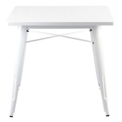 Mesa de jantar de aço branco, 80 x 80 x 76 cm