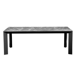 Aluminum and glass dining table in anthracite and gray, 210 x 90 x 75 cm | Onyx