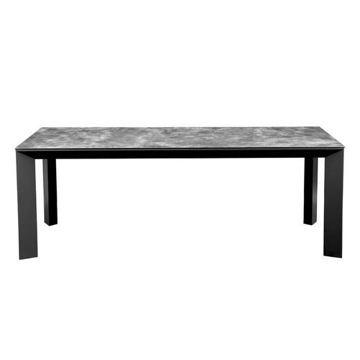 Aluminum and glass dining table in anthracite and gray, 210 x 90 x 75 cm | Onyx