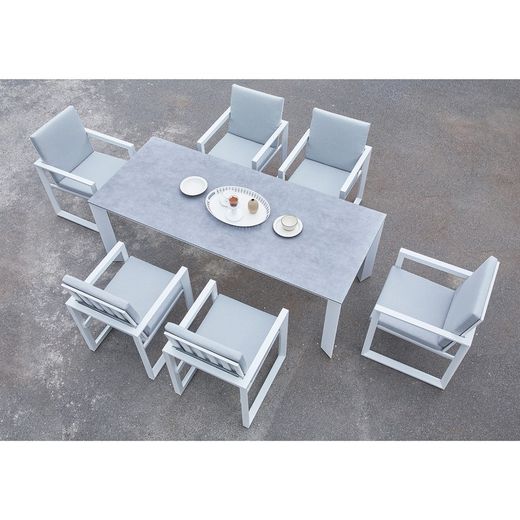 Garden dining set in white aluminum | Onyx