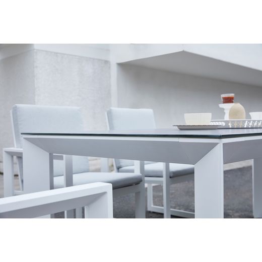 Garden dining set in white aluminum | Onyx