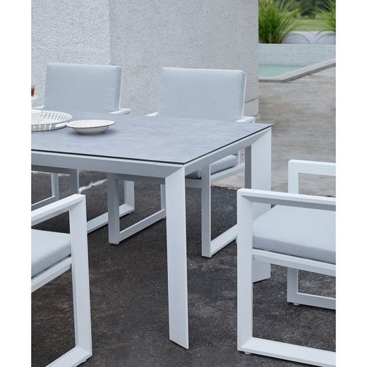 Garden dining set in white aluminum | Onyx