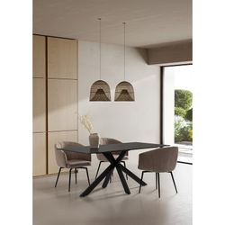 Table à manger en céramique et métal noir, 180 x 90 x 76 cm | Bimba