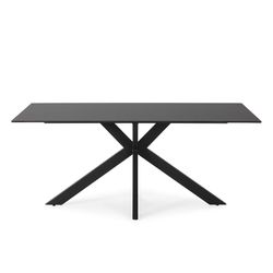 Table à manger en céramique et métal noir, 180 x 90 x 76 cm | Bimba