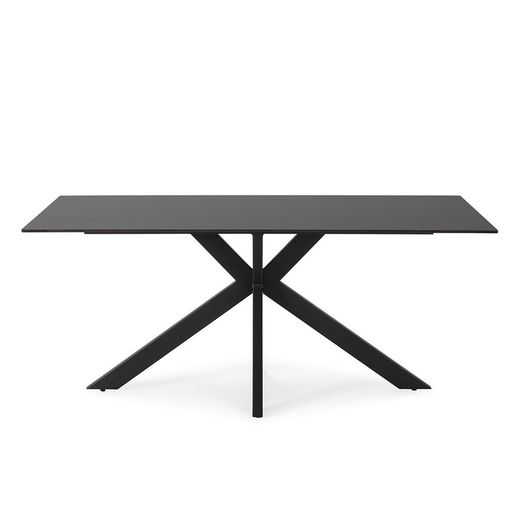 Table à manger en céramique et métal noir, 180 x 90 x 76 cm | Bimba