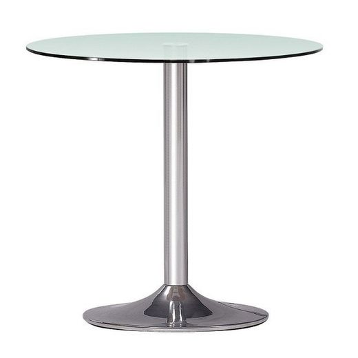 Glass dining table and chrome structure, Ø70 x 72 cm