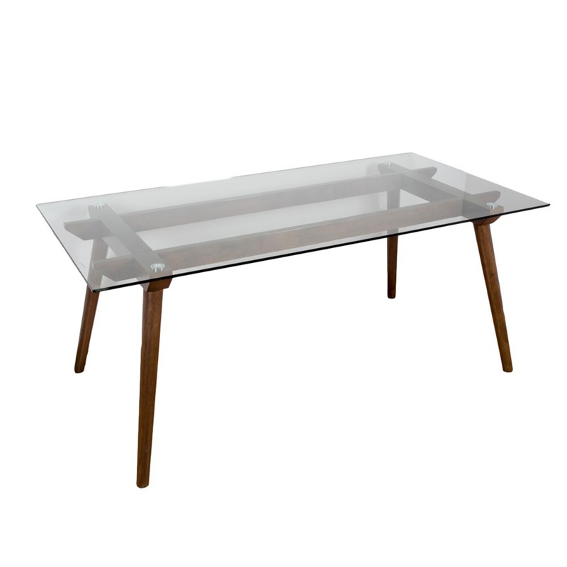 Andere plaatsen Moderniseren interferentie Eettafel van glas en hout 180 x 90 x 75 cm — Qechic