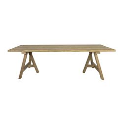 Table à manger d'extérieur en bois de teck recyclé naturel, 280 x 100 x 78 cm | Swann