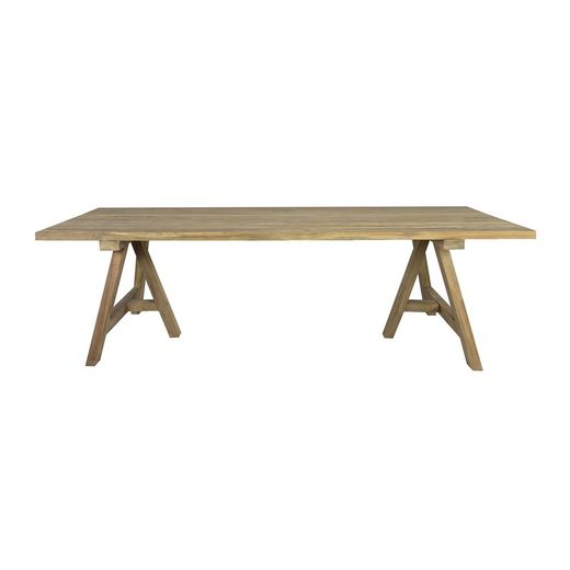 Table à manger d'extérieur en bois de teck recyclé naturel, 280 x 100 x 78 cm | Swann