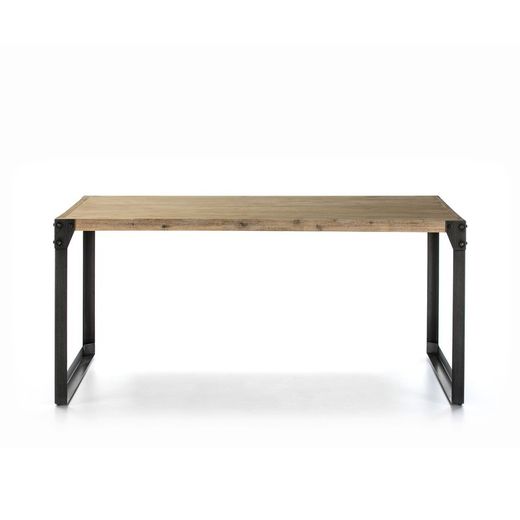 Acacia wood dining table. Black iron legs160x90x75