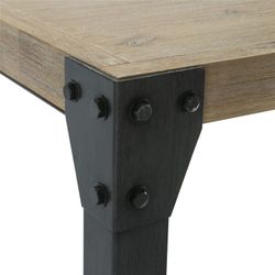 Mesa de jantar em madeira de acácia. Pernas de ferro preto 160x90x75