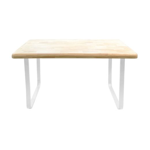 Esstisch aus Eichenholz und Metall in Natur und Weiß, 140 x 80 x 76 cm | glatt