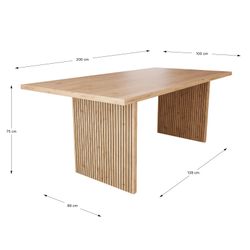 Wooden dining table in oak color, 200 x 100 x 75 cm | Ariel