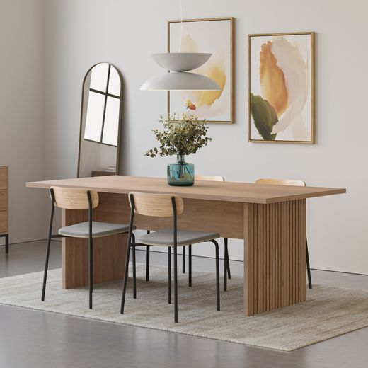 Wooden dining table in oak color, 200 x 100 x 75 cm | Ariel