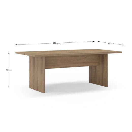 Drewniany stół jadalny w kolorze dębowym, 200 x 100 x 75 cm | Loana