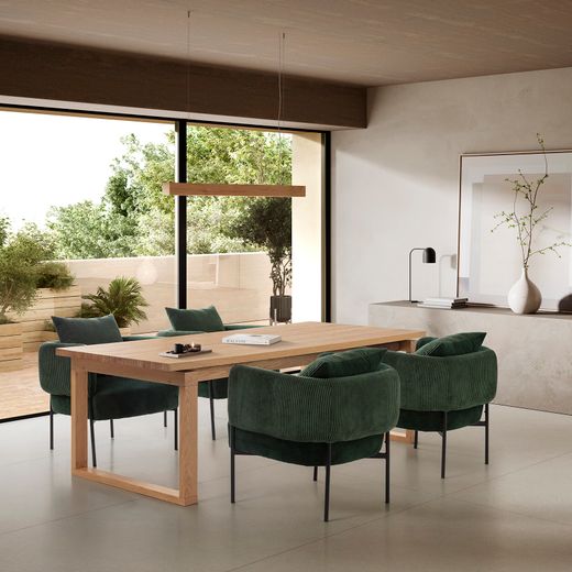 Wooden dining table in oak color, 220 x 100 x 76 cm | Rina