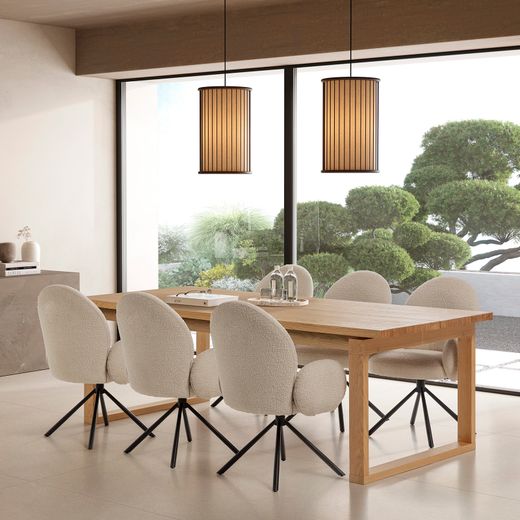 Wooden dining table in oak color, 220 x 100 x 76 cm | Rina