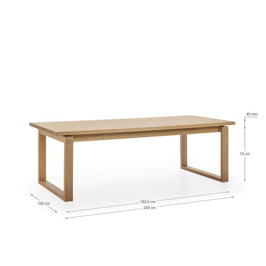 Wooden dining table in oak color, 220 x 100 x 76 cm | Rina