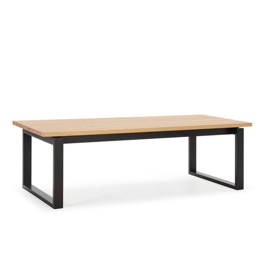 Mesa de comedor de madera en color roble y negro, 220 x 100 x 76 cm | Rina