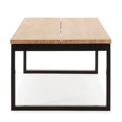 Drewniany stół jadalny w kolorze dębowym i czarnym, 220 x 100 x 76 cm | Rina