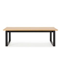 Drewniany stół jadalny w kolorze dębowym i czarnym, 220 x 100 x 76 cm | Rina