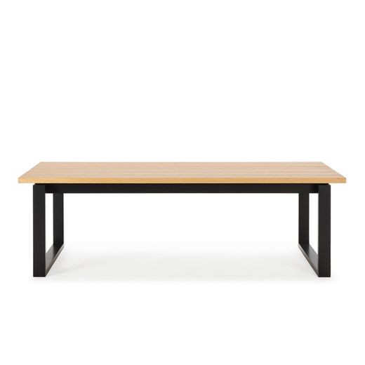 Drewniany stół jadalny w kolorze dębowym i czarnym, 220 x 100 x 76 cm | Rina