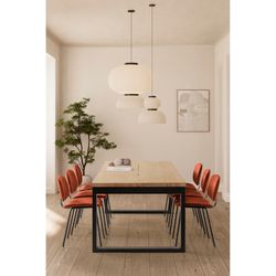 Drewniany stół jadalny w kolorze dębowym i czarnym, 220 x 100 x 76 cm | Rina