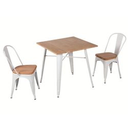 Tavolo da pranzo in legno massello di olmo e struttura in acciaio, 80 x 80 x 76 cm