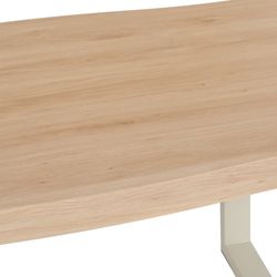 Wood and iron dining table in natural and cream, 160 x 90 x 75 cm