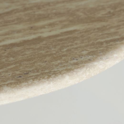 Mesa de comedor de madera y mármol sintético en marrón  y beige, 180 x 90 x 75 cm | Verona