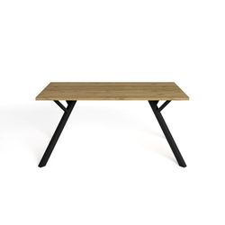 Mesa de jantar em madeira e metal natural e preto, 160 x 90 x 77 cm | paula