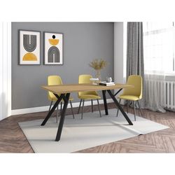 Mesa de jantar em madeira e metal natural e preto, 160 x 90 x 77 cm | paula