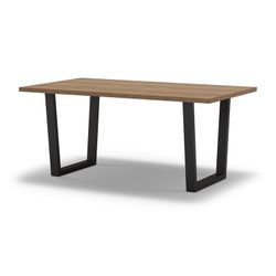Wood and metal dining table in natural and black, 180 x 100 x 75 cm | Francesca