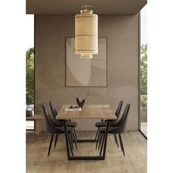 Wood and metal dining table in natural and black, 180 x 100 x 75 cm | Francesca
