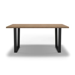 Wood and metal dining table in natural and black, 180 x 100 x 75 cm | Francesca