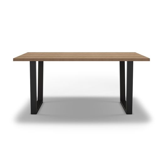 Wood and metal dining table in natural and black, 180 x 100 x 75 cm | Francesca