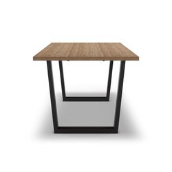 Wood and metal dining table in natural and black, 180 x 100 x 75 cm | Francesca