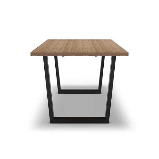 Wood and metal dining table in natural and black, 180 x 100 x 75 cm | Francesca