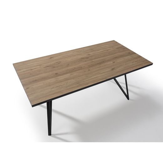 Esstisch aus Holz und Metall in Natur und Schwarz, 180 x 90 x 76 cm | Myla