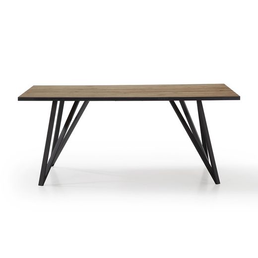 Esstisch aus Holz und Metall in Natur und Schwarz, 180 x 90 x 76 cm | Myla