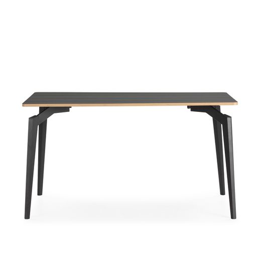 Wooden and metal dining table in black, 140 x 80 x 77 cm | Denia