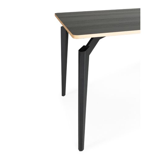 Wooden and metal dining table in black, 140 x 80 x 77 cm | Denia