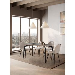 Wooden and metal dining table in black, 140 x 80 x 77 cm | Denia